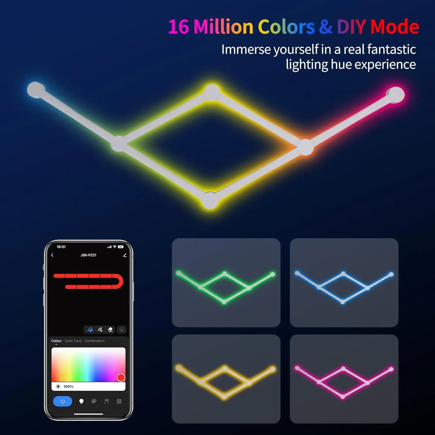 6/9-Pack RGB LED Light Bars – USB Powered, Music Sync, App Controlled