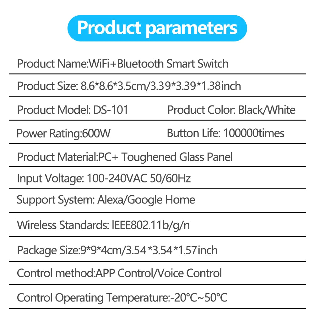 WiFi Smart Touch Wall Switch EU