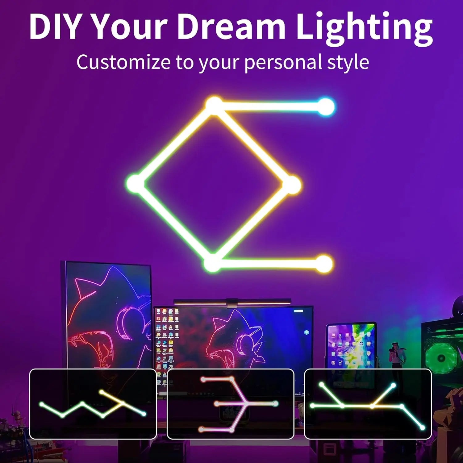 6/9-Pack RGB LED Light Bars – USB Powered, Music Sync, App Controlled