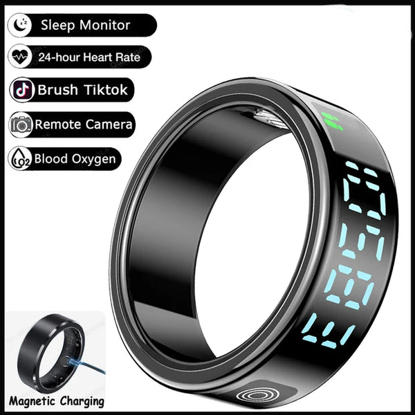 Smart Ring with Display – Gesture Control, Health Monitor, 5ATM Waterproof