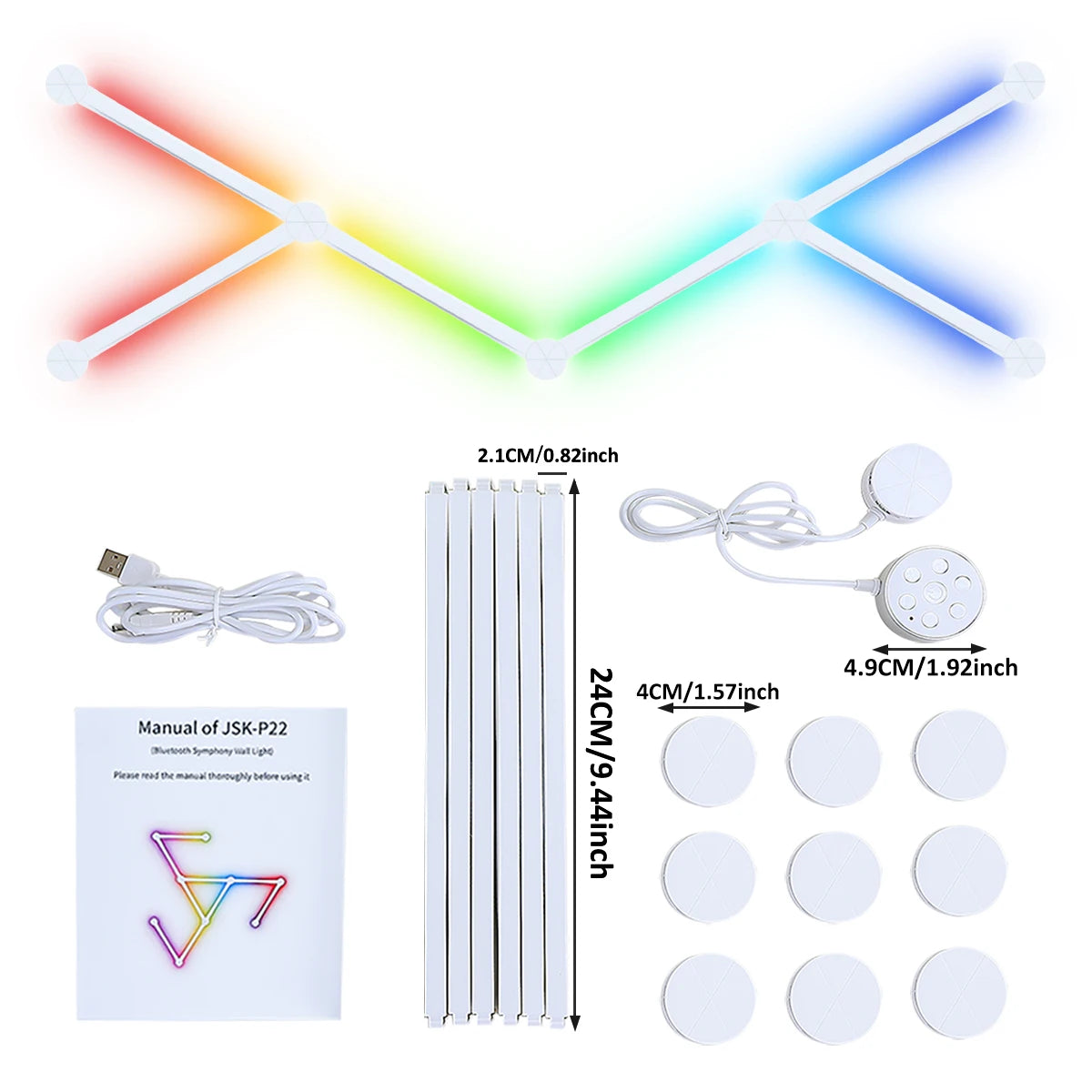 6/9-Pack RGB LED Light Bars – USB Powered, Music Sync, App Controlled