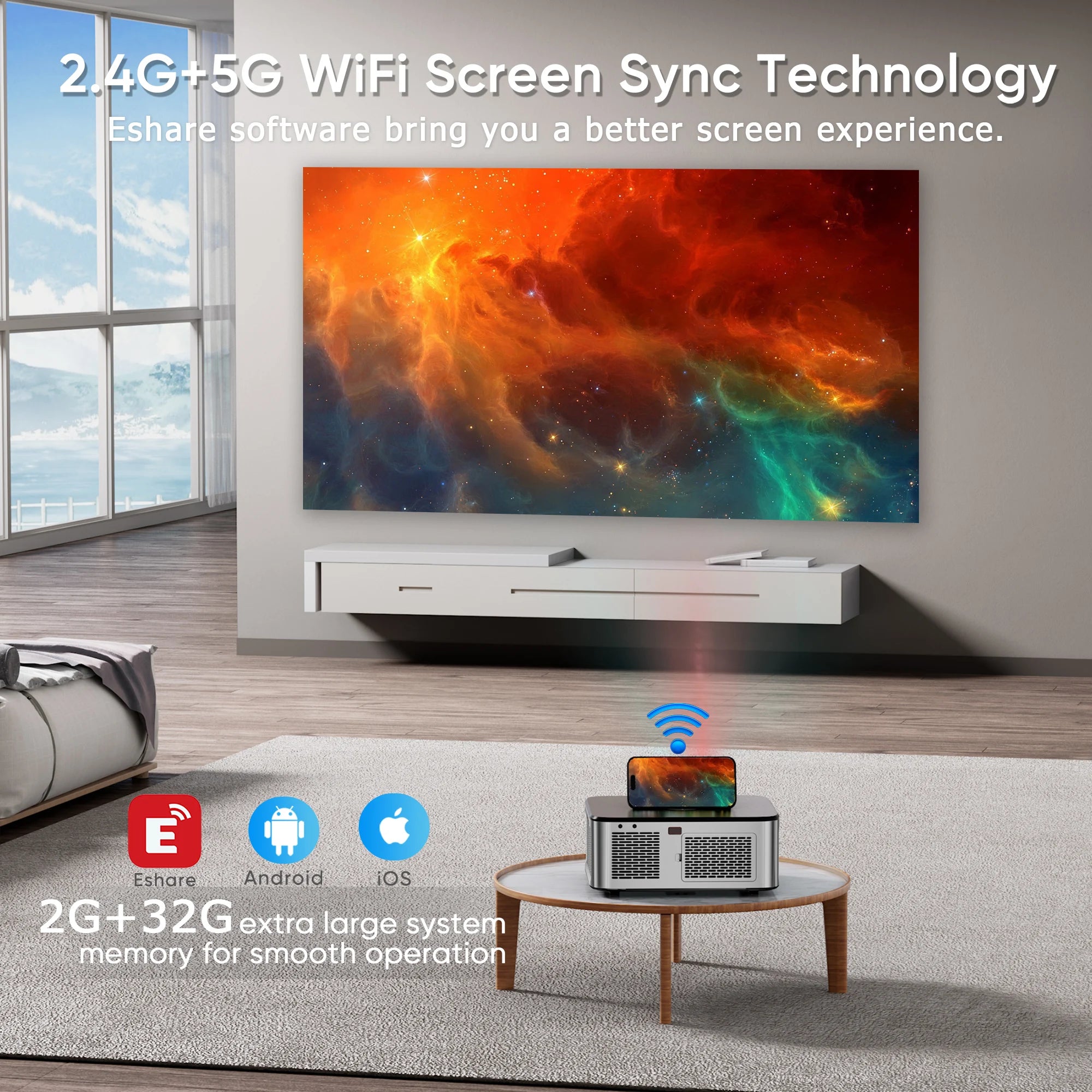 HORLAT T03 26000 Lumens 4K Android Beamer Projector