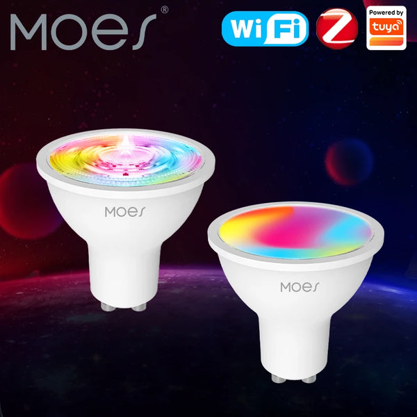 MOES Smart GU10 ZigBee/WiFi RGB+C+W LED Bulb – Alexa/Google Compatible