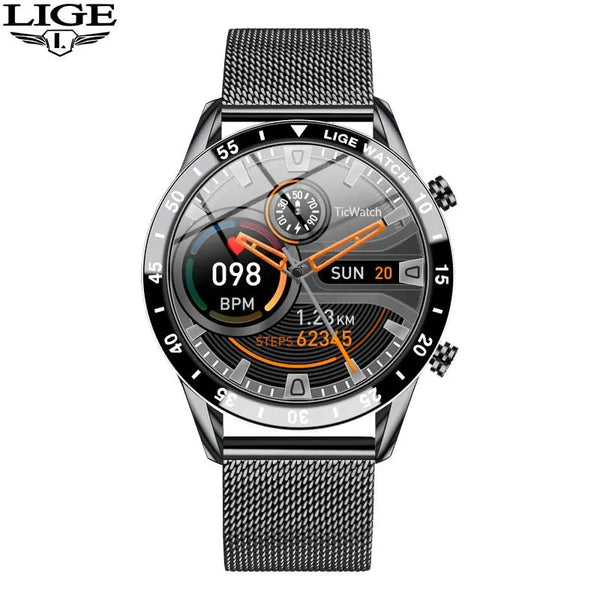 LIGE 2024 Men’s Smartwatch – Full Touch, Bluetooth Call, Waterproof Fitness Watch