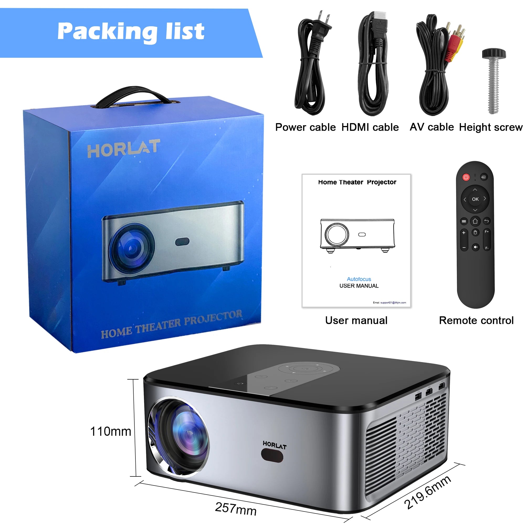 HORLAT T03 1100 ANSI Lumens 4K LED Projector