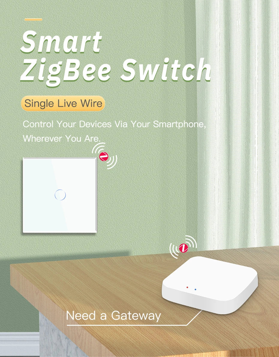 BSEED Smart Zigbee 1/2/3Gang Touch Light Switch