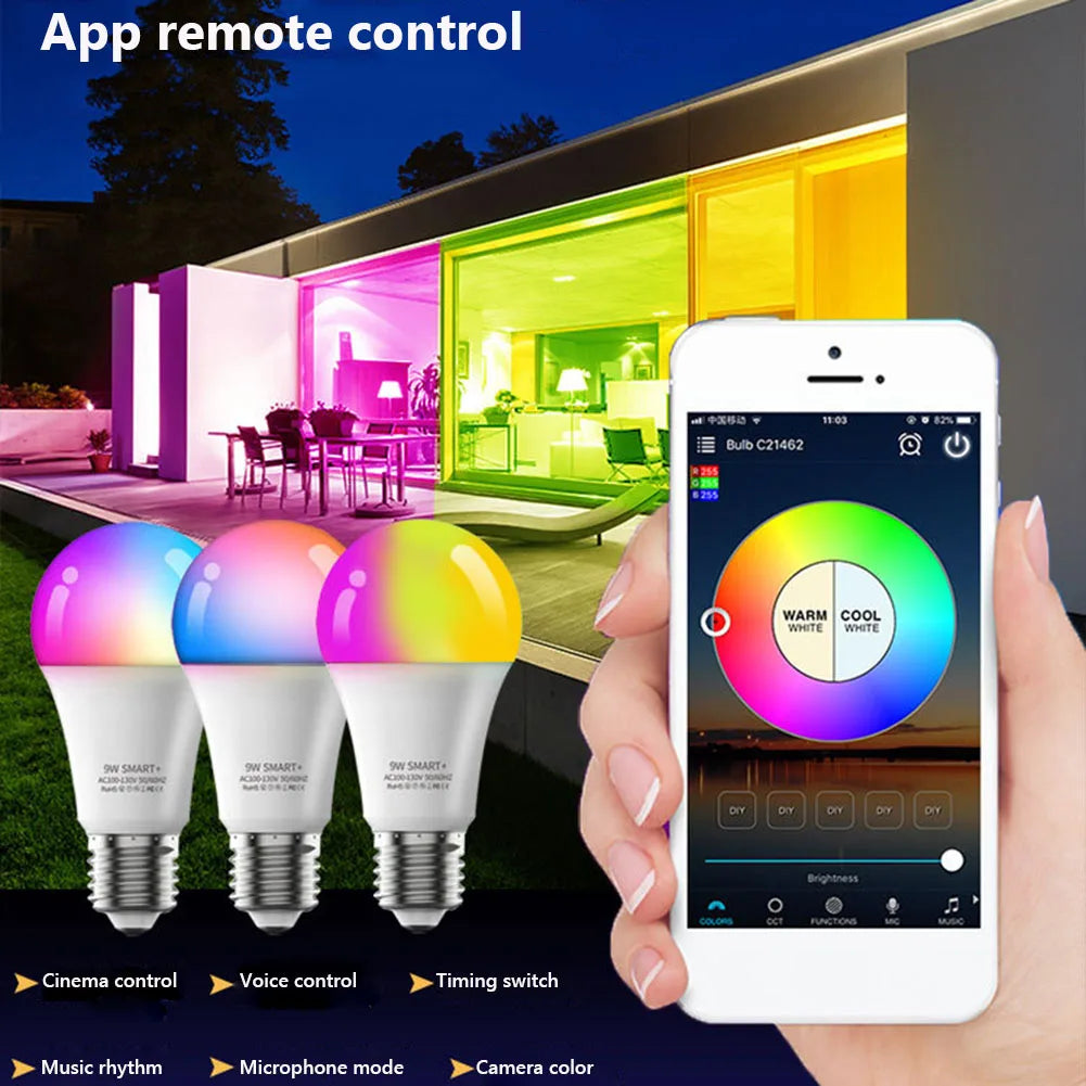 WiFi Smart LED Bulb E27 – RGBCW Color, Voice Control Compatible