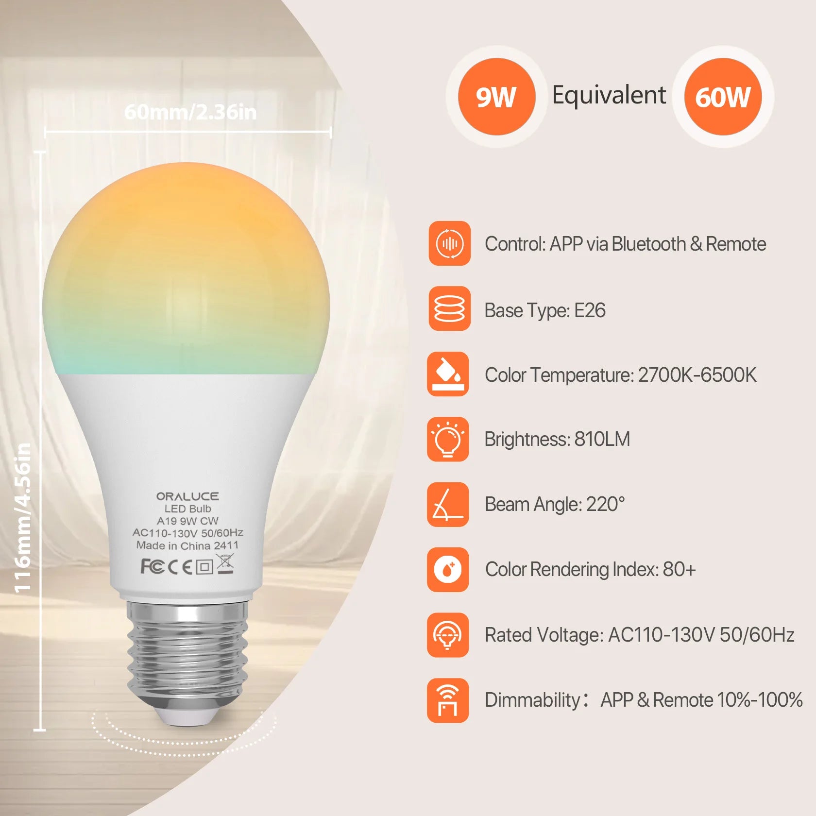 4-Pack E26 Smart LED Bulbs with Remote