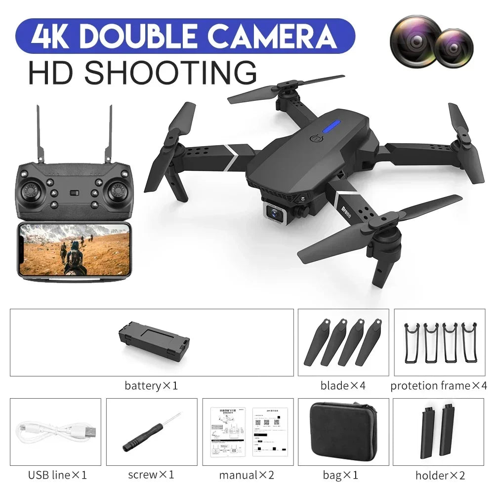 E88 Pro FPV Drone – 4K/1080P HD Camera, WiFi, Foldable RC Quadcopter