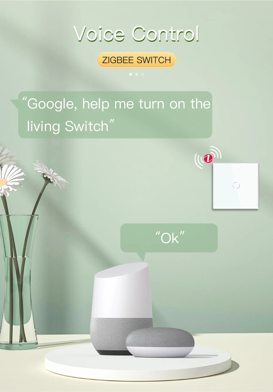BSEED Smart Zigbee 1/2/3Gang Touch Light Switch