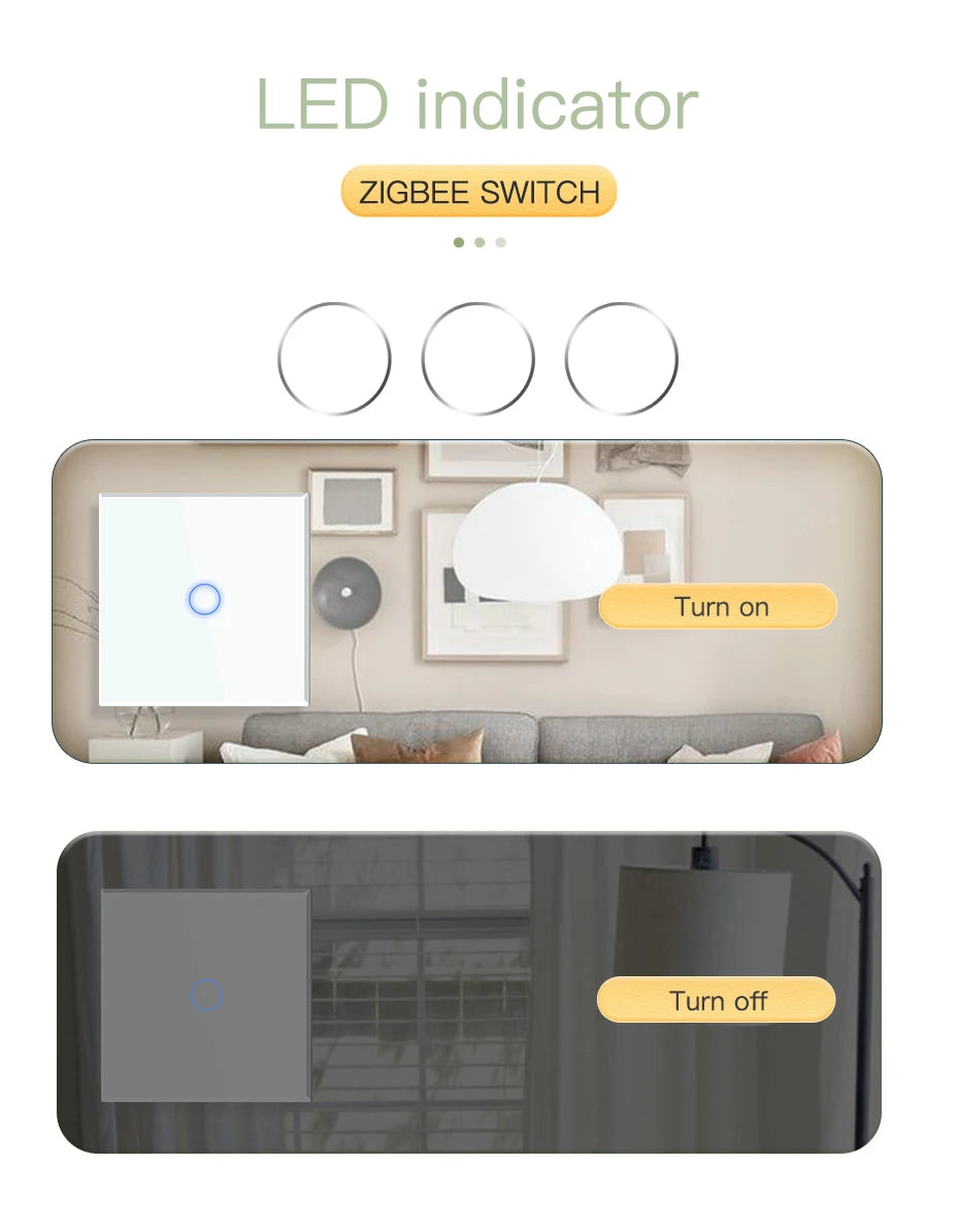 BSEED Smart Zigbee 1/2/3Gang Touch Light Switch