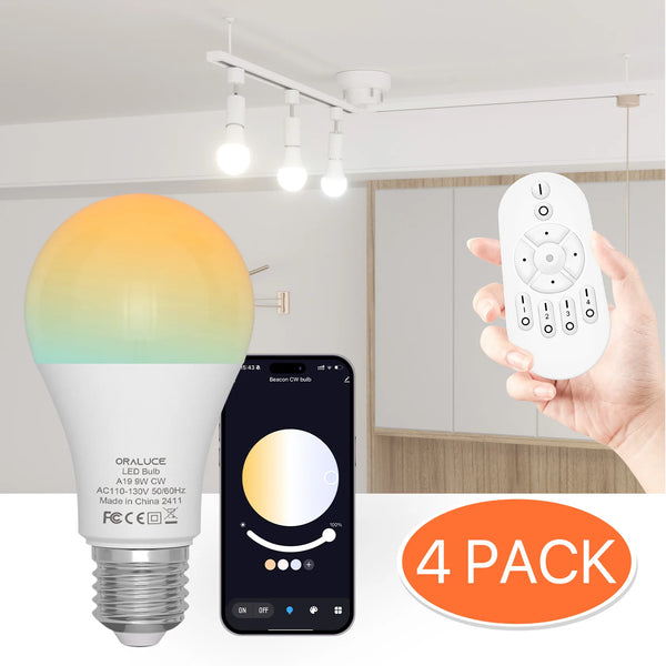 4-Pack E26 Smart LED Bulbs with Remote