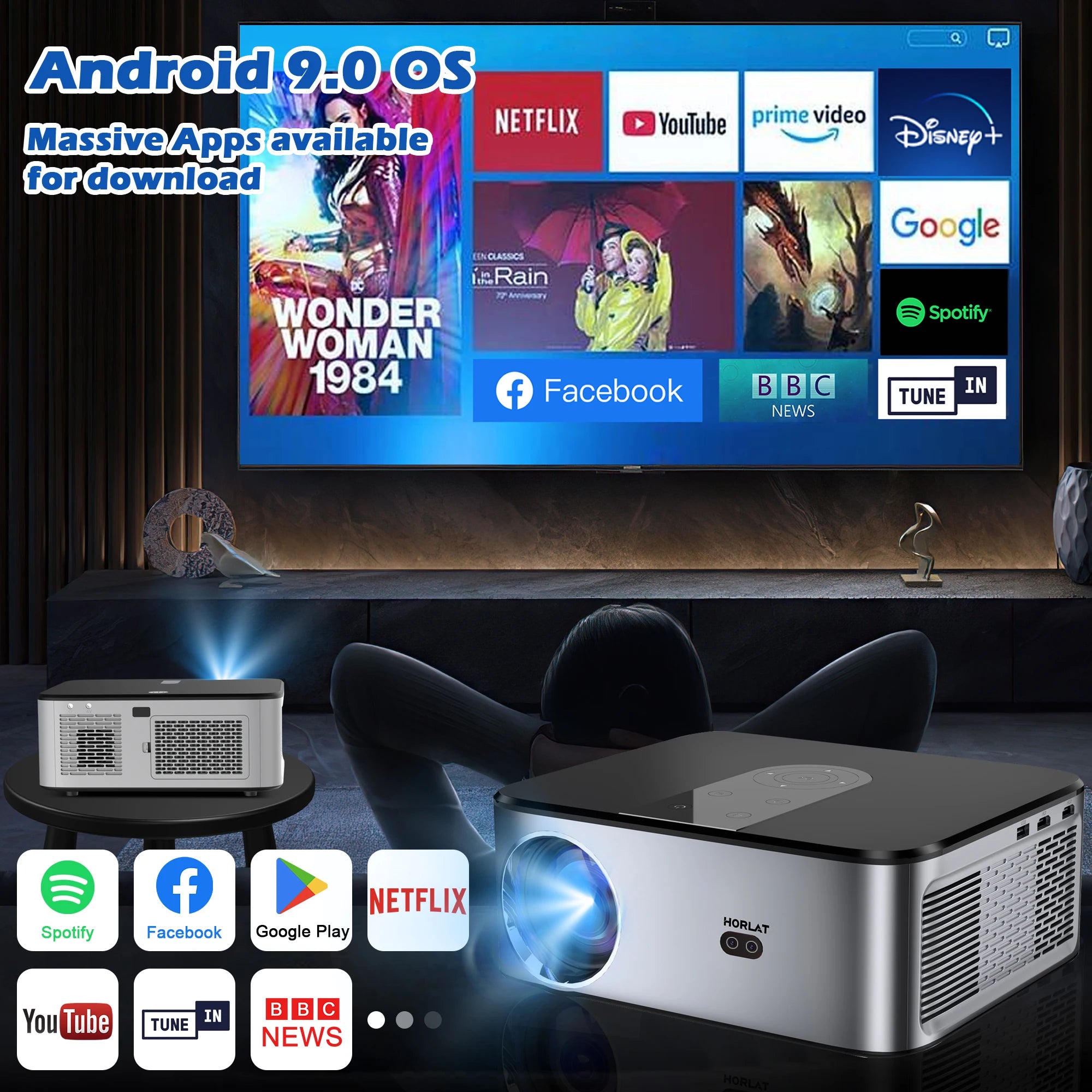HORLAT T03 1100 ANSI Lumens 4K LED Projector