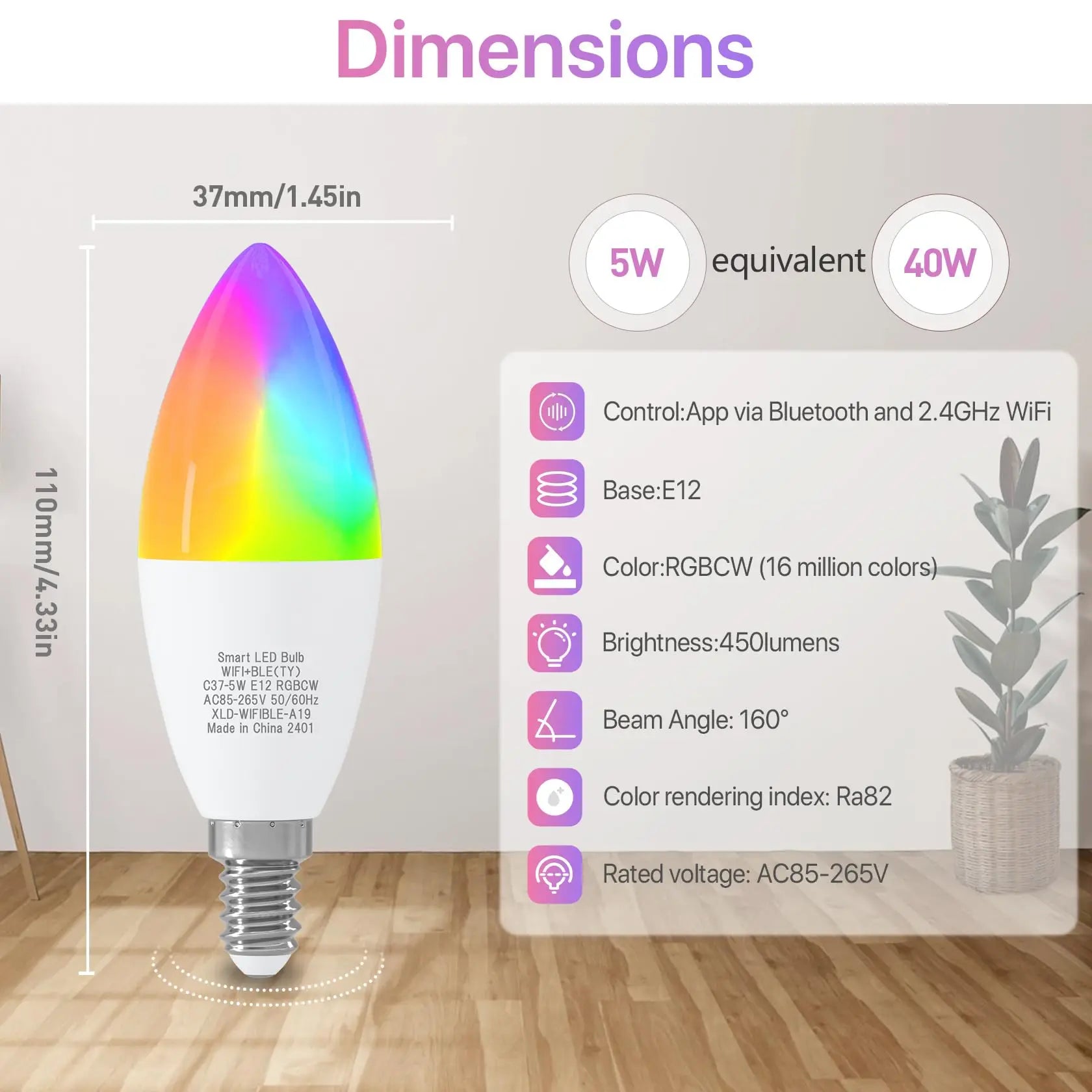 4-Pack E12 Smart RGB Bulbs