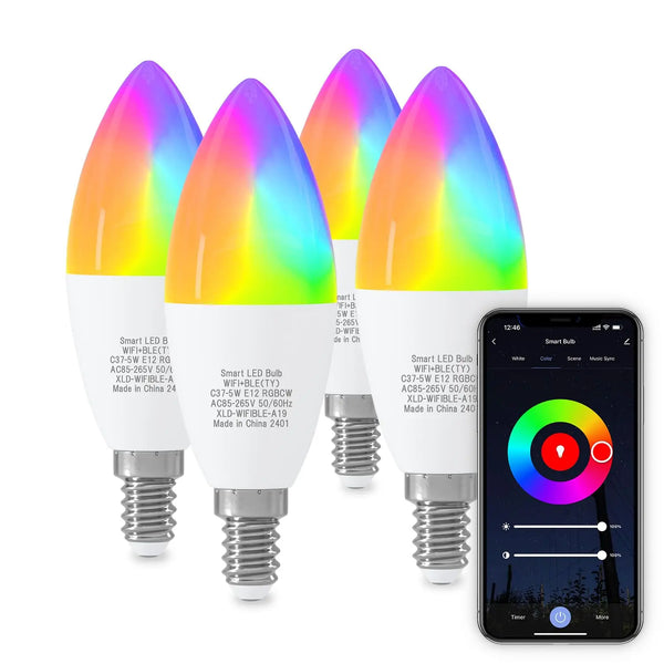 4-Pack E12 Smart RGB Bulbs