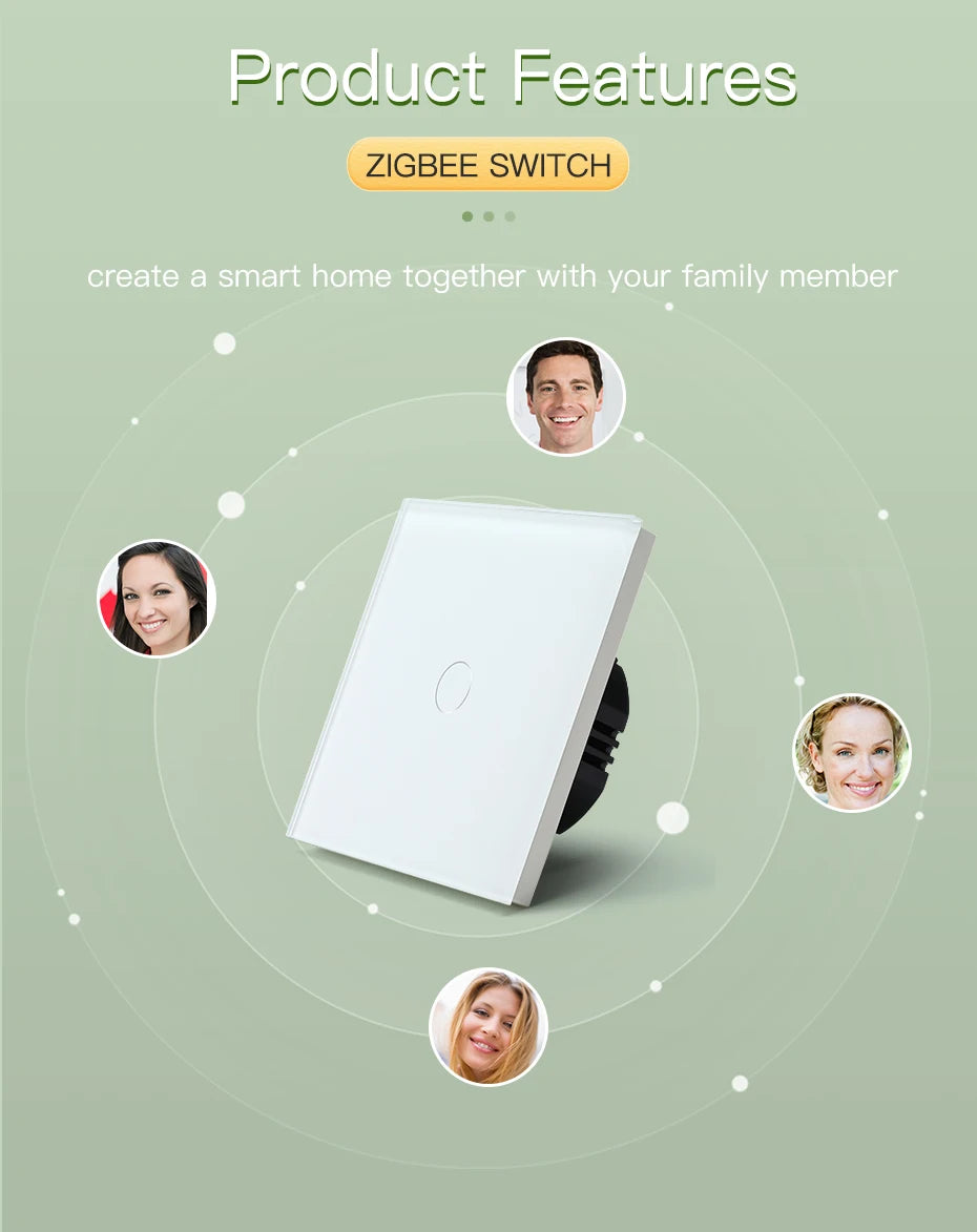 BSEED Smart Zigbee 1/2/3Gang Touch Light Switch